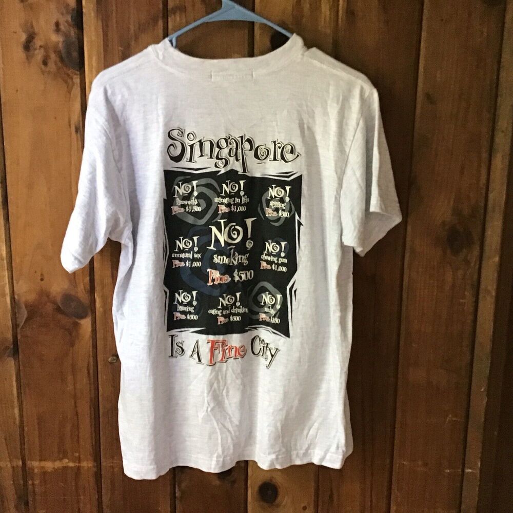 Make It Yours Unisex Size M Gray Singapore Fine City Graphic T-Shirt Travel Tee